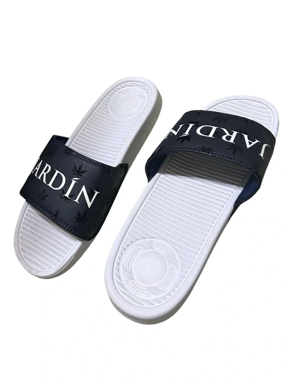 JARDÍN APPAREL Men’s Blue Leaf Slides Collaboration with SANDALBOYZ